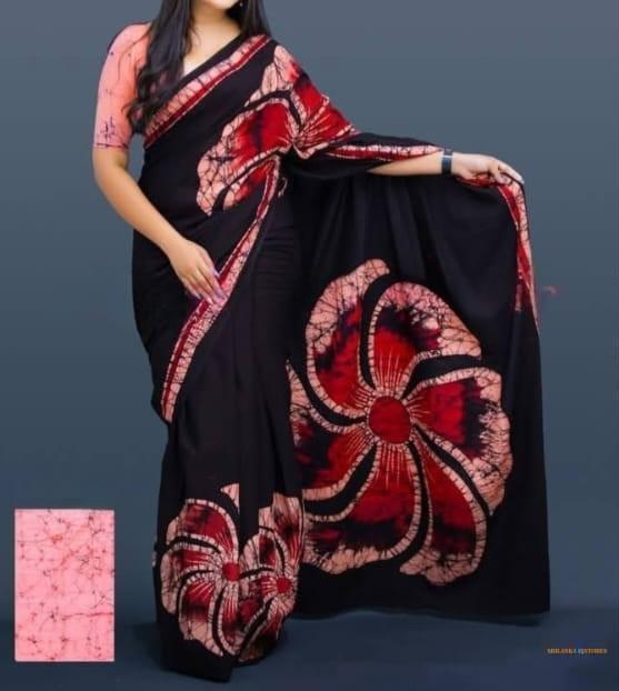 Handmade Sri Lankan Batik Saree – 7 Yards with Jacket | Super Cotton