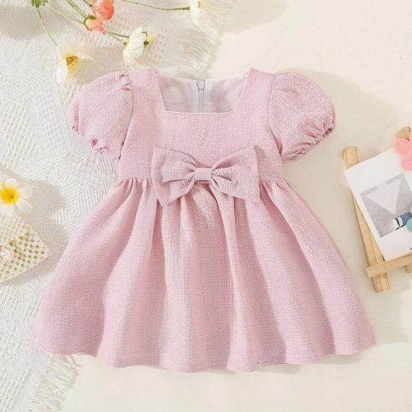 YELI Fashion – Baby Girl Cotton Frock (Pink, Yellow & Blue)